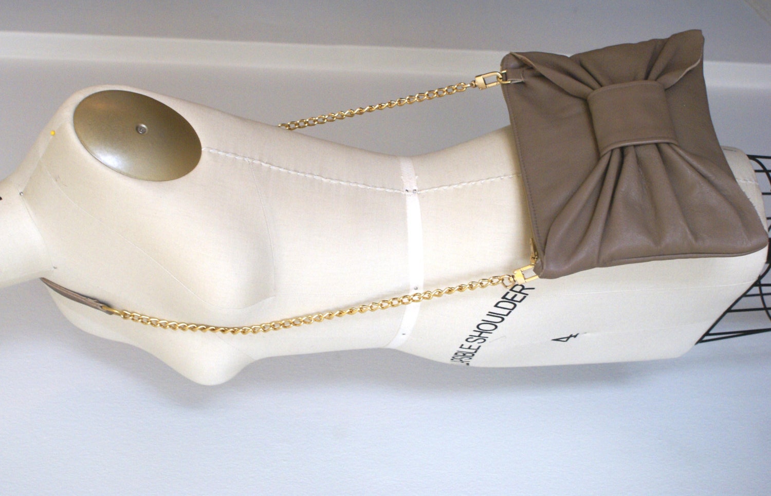 Taupe Crossbody Bow Purse