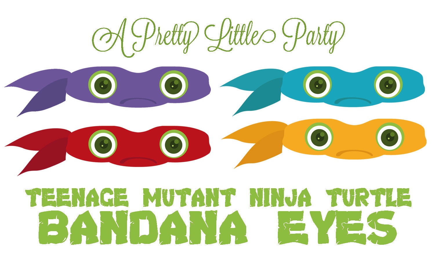 TMNT Bandana Eyes - Teenage Mutant Ninja Turtles - Ninja - Party Supplies - INSTANT DOWNLOAD