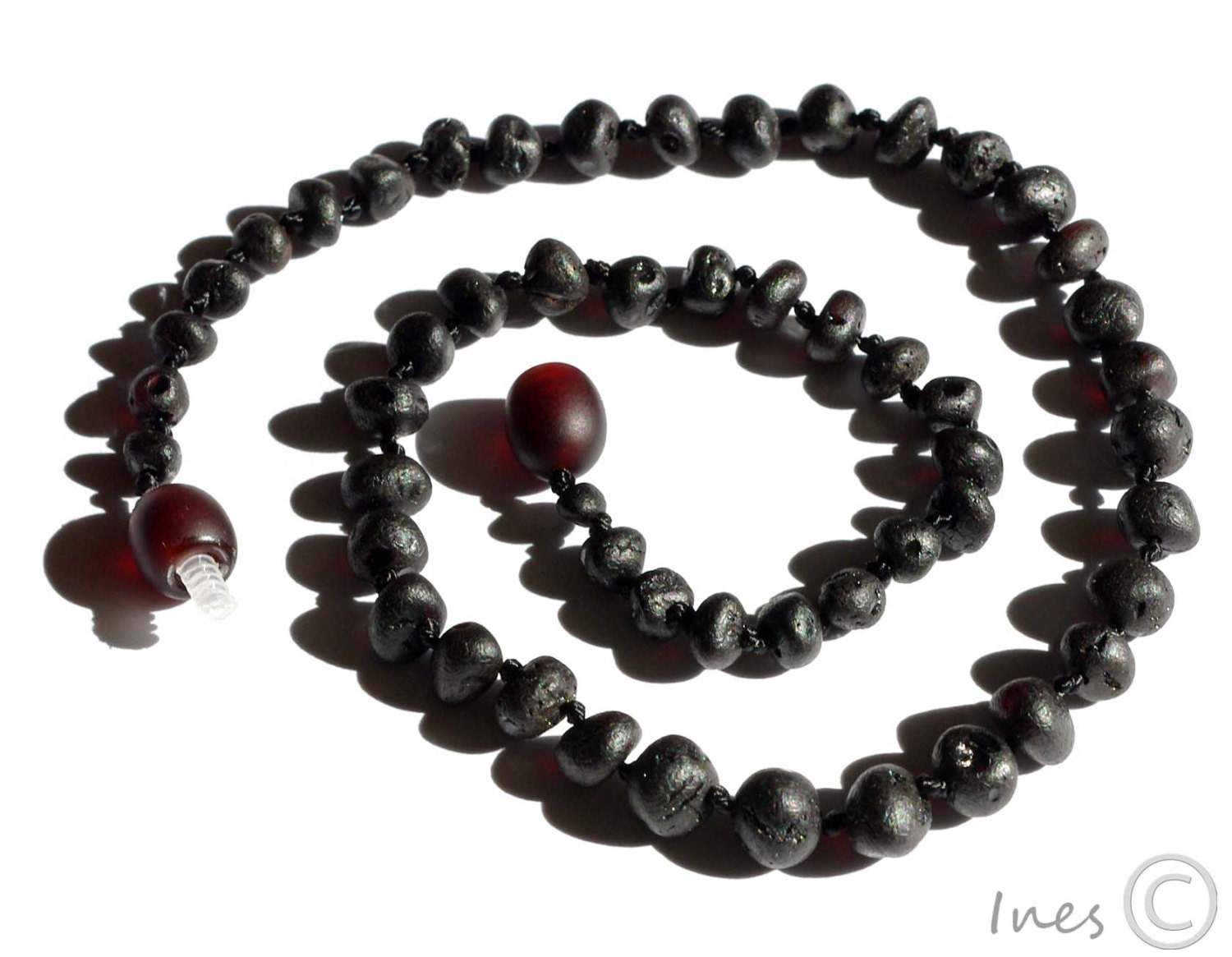 Raw Unpolished Baltic Amber Baby Teething Necklace Rounded Color Beads