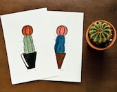 Moon Cactus - Limited edition watercolor painted print