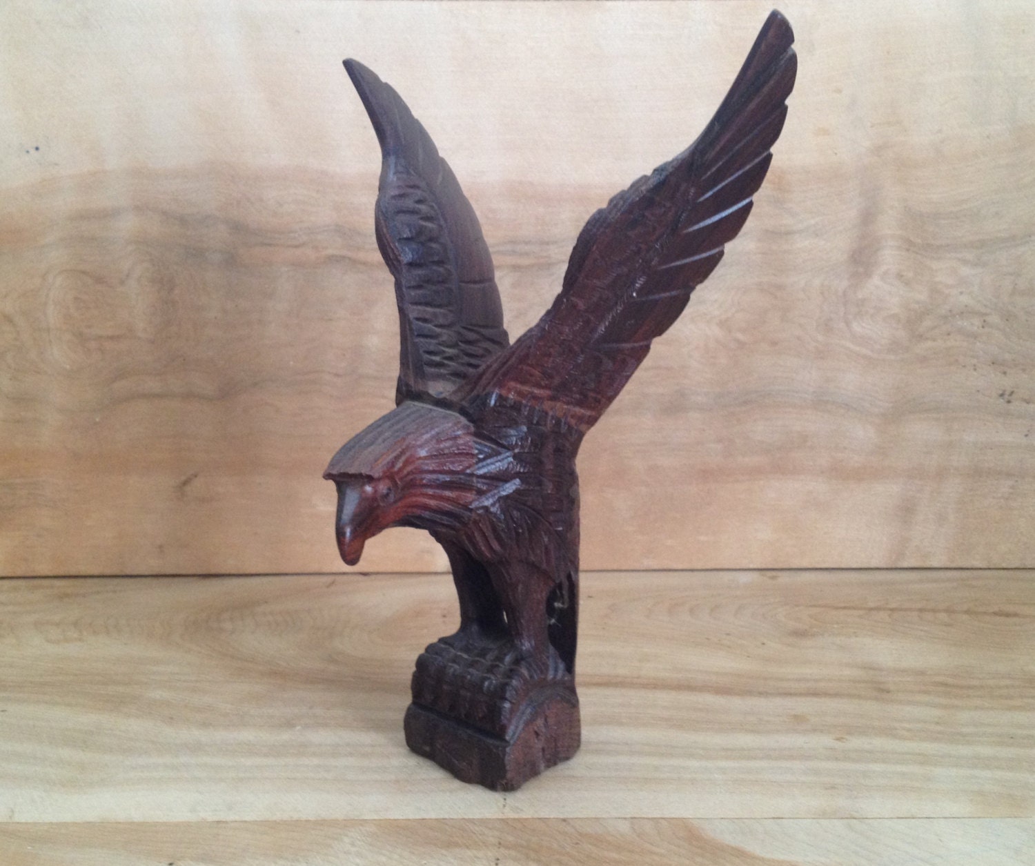 Vintage Handcarved Wood Eagle Figure