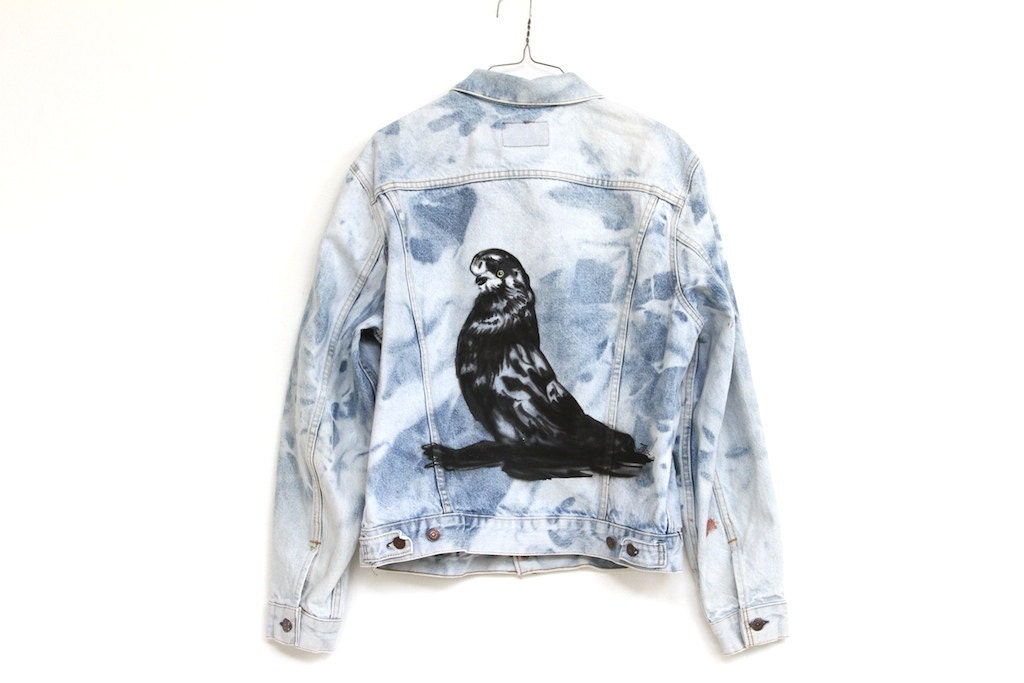 PIGEON KIDS, pigeon airbrushed denim jacket