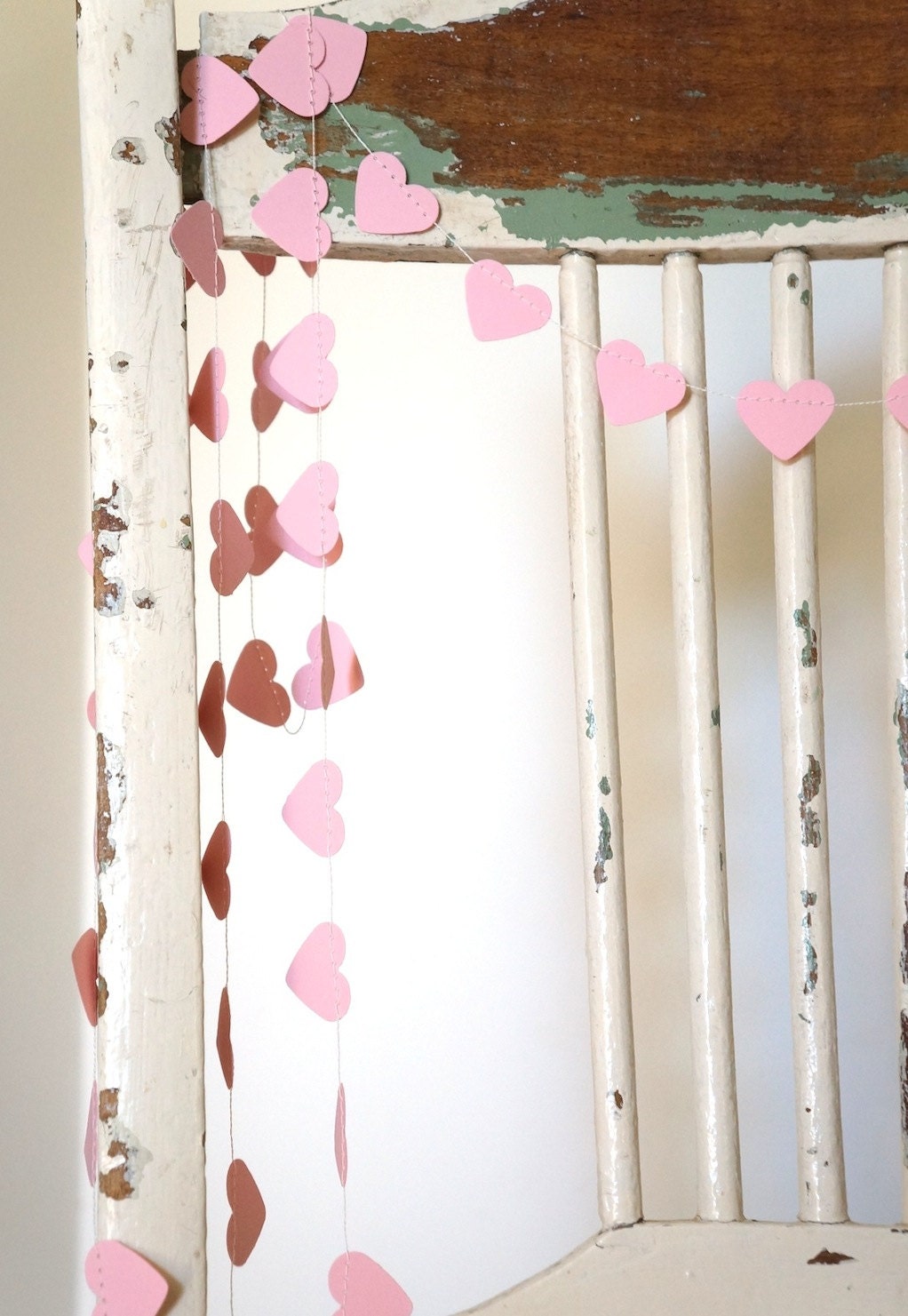 Blushing Hearts pale pink paper garland - 3 metre (9.8 ft) Wedding, Engagement, housewarming, party home decor, photo prop