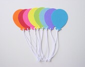 Multicoloured Gift Tags with white Cord-Balloons-Rainbow-Chakra-Kids-Children-Party(Set of 8)