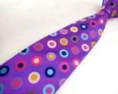 Mens Purple Necktie - Multicolor Geometric Silk Neck Tie - 'Spotted'