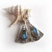 Triangular dangle earrings with labradorite cabochons