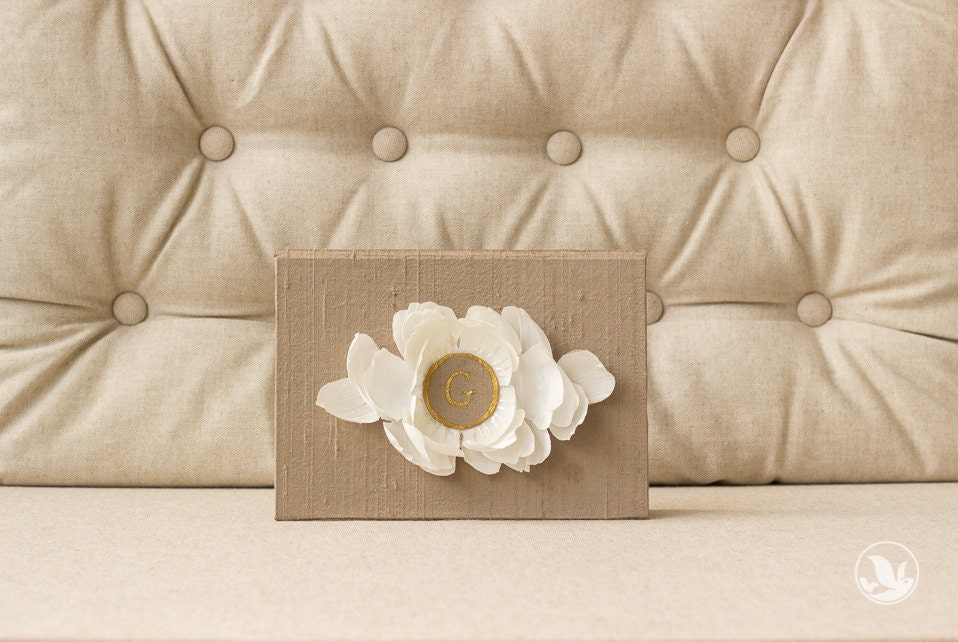 Silk Folio Keepsake and Invitation Set Deposit - Sophie - Floral Monogram Wedding Invitation