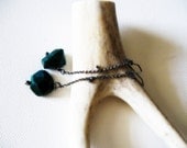 Emerald Green Chrysocolla Earrings Sterling Silver Dangle Blue Green Faceted Nugget Gemstones Stones Chain Long Metalsmith Metalwork