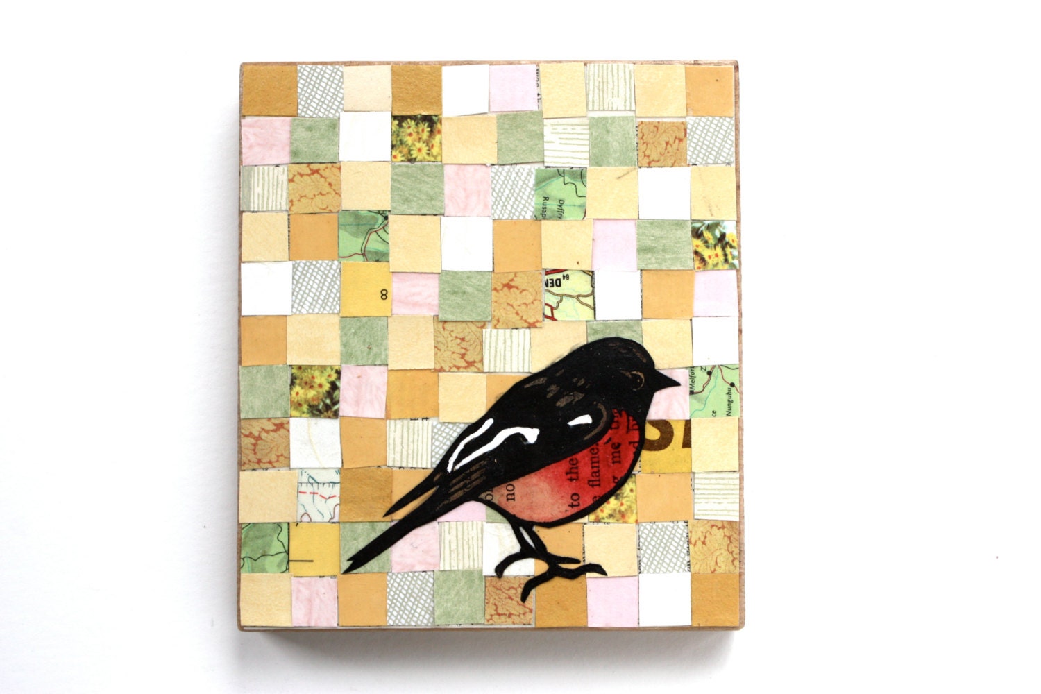 Scarlet Robin Lino Print Collage - OOAK