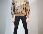 SALE 80s studded animal print sweater size L