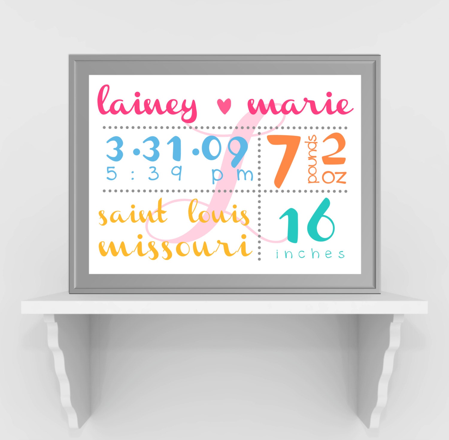 Oh so adorable Baby Girl Nursery Art - Custom made just for your little one or give as a gift :)