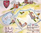 Custom Anniversary Map Hand Drawn Original Artwork JLH Art Studio