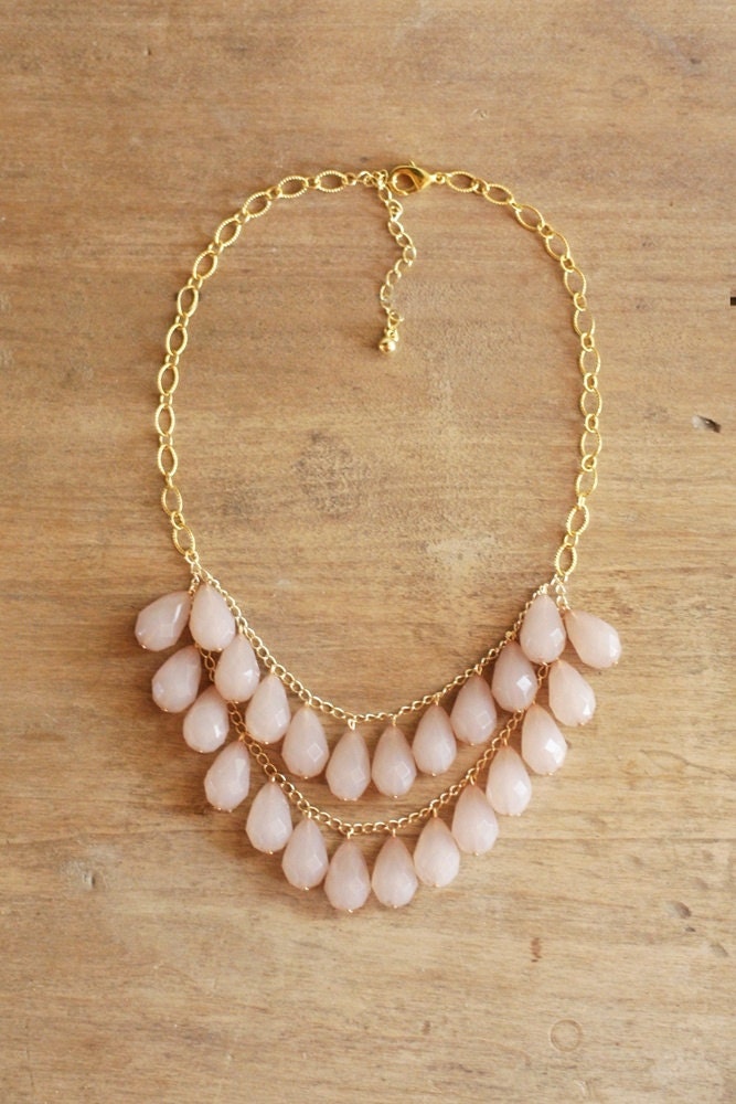 Light Blush Teardrop Statement Necklace
