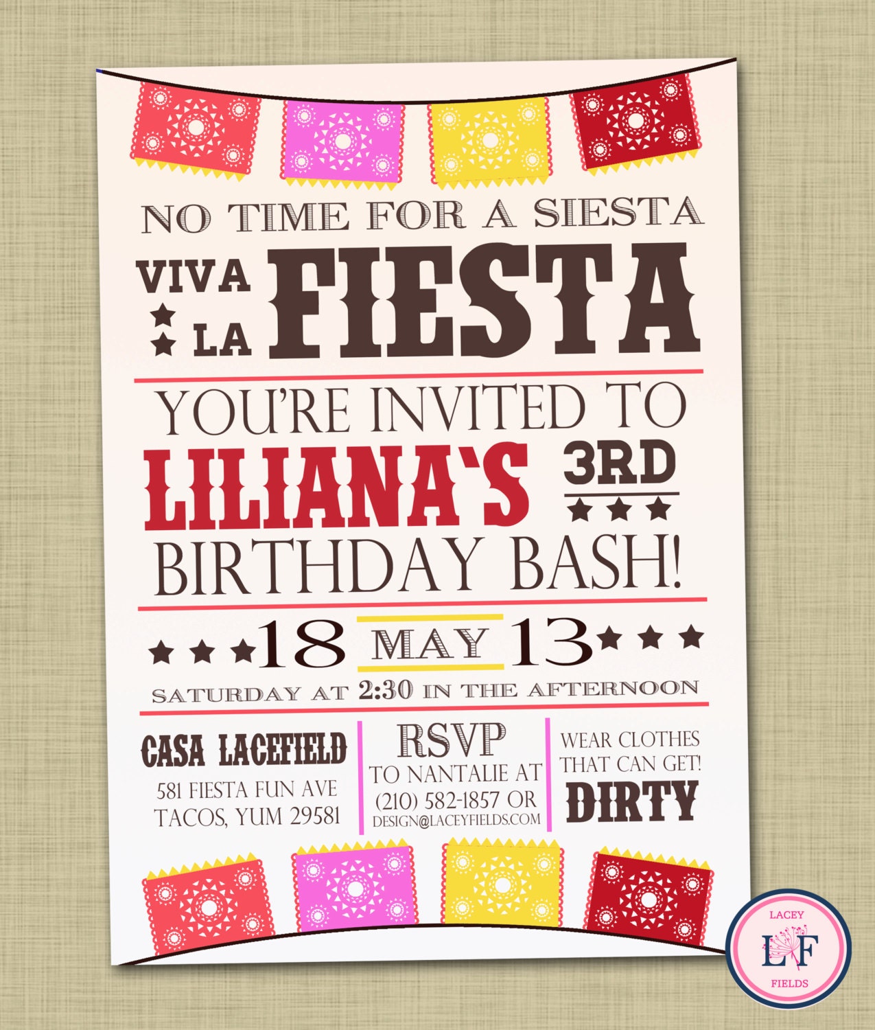 Fiesta birthday party invitation printable- mexican invitation- cinco de mayo- children's birthday invitation- subway invite- mexican couple