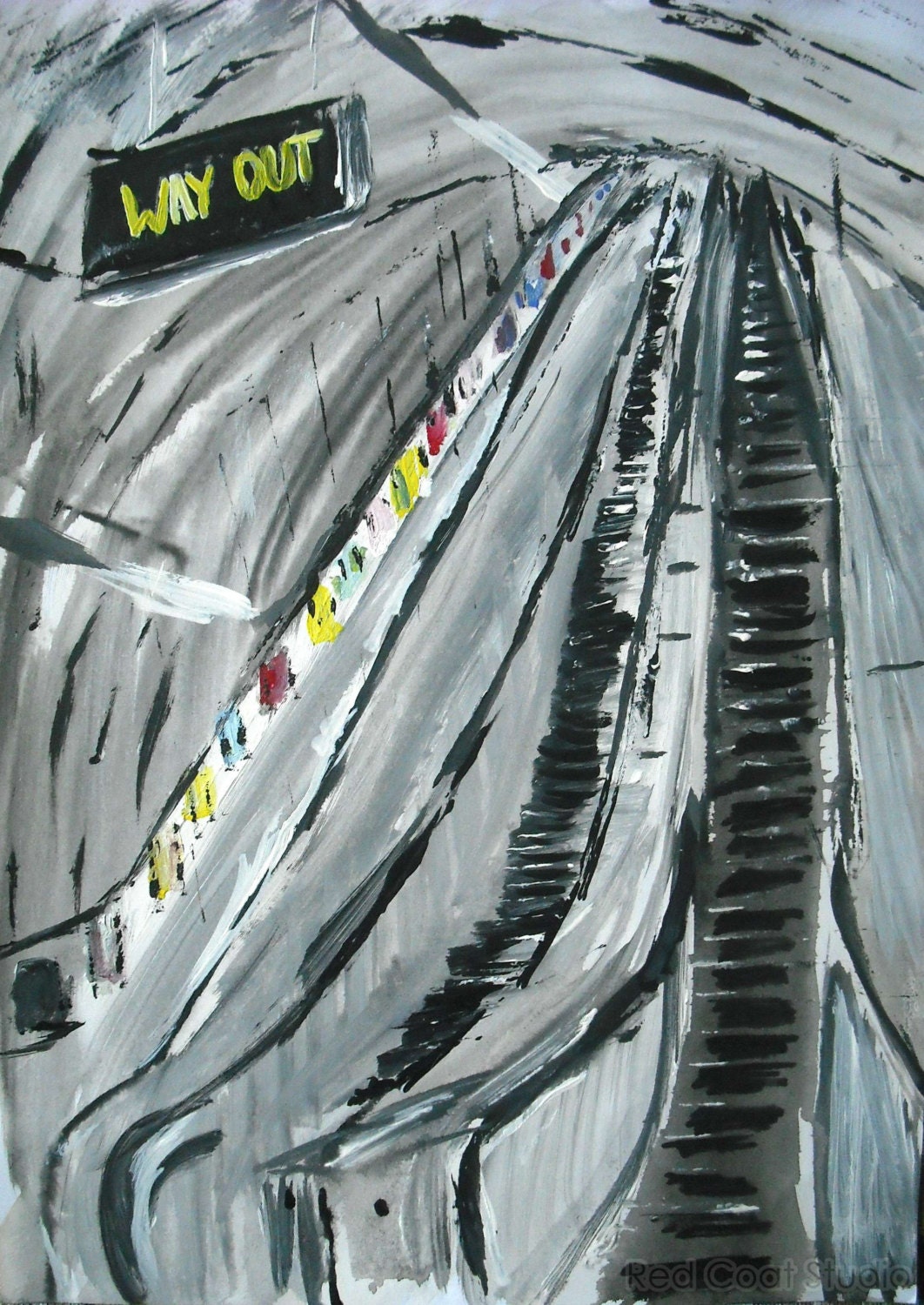 Way Out of London Underground Art Print from Original Painting