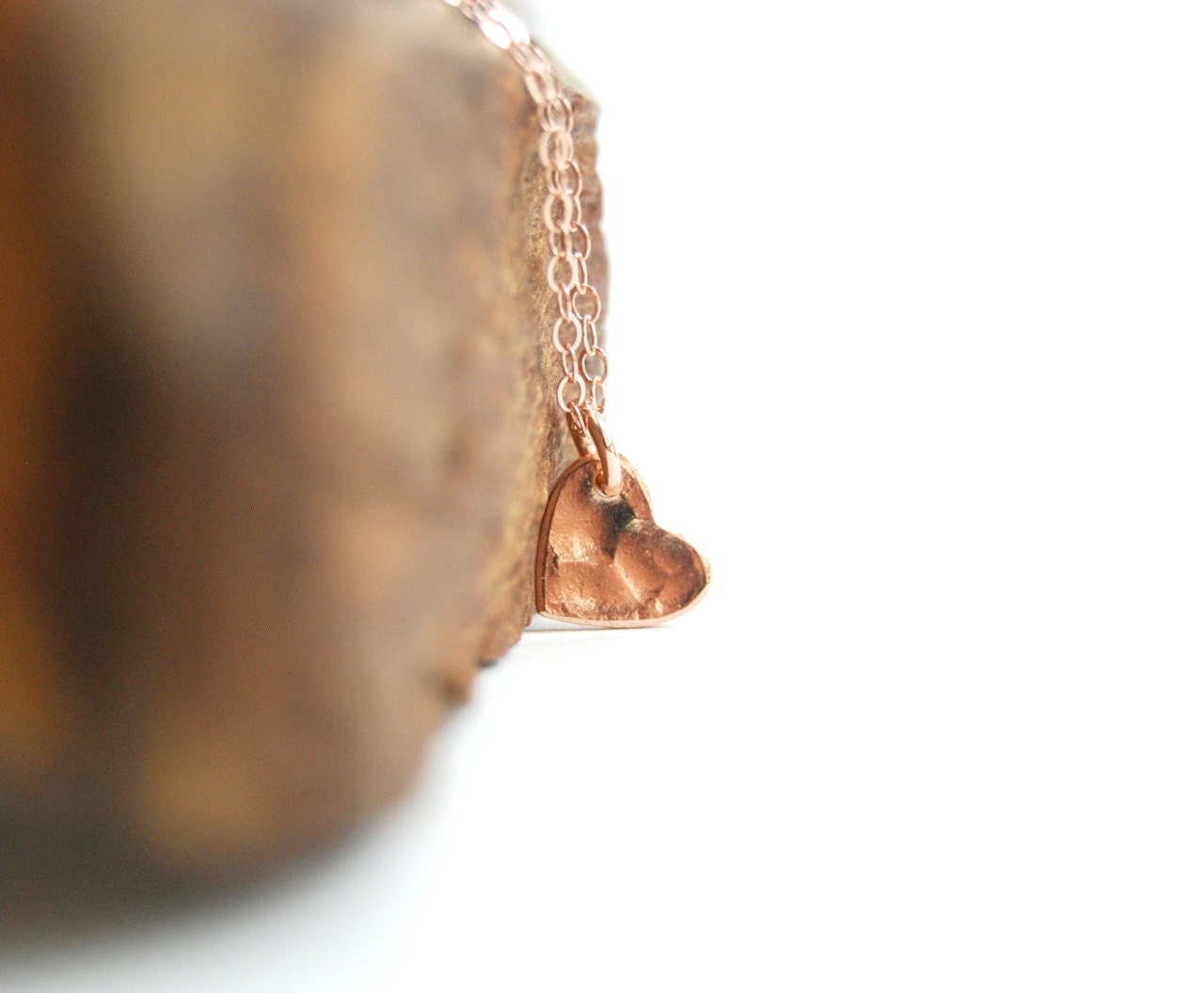 Pu'uwai necklace - Rose gold heart charm necklace, delicate rose gold necklace, valentine's gift, pink heart necklace, girlfriend, wife gift