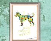 Geometric Art, Baby Boy Nursery WALL DECOR. Geometric Poster A3, J is for Jack Russel Terrier educational poster