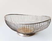 Vintage Mid Century Gold Wire Basket