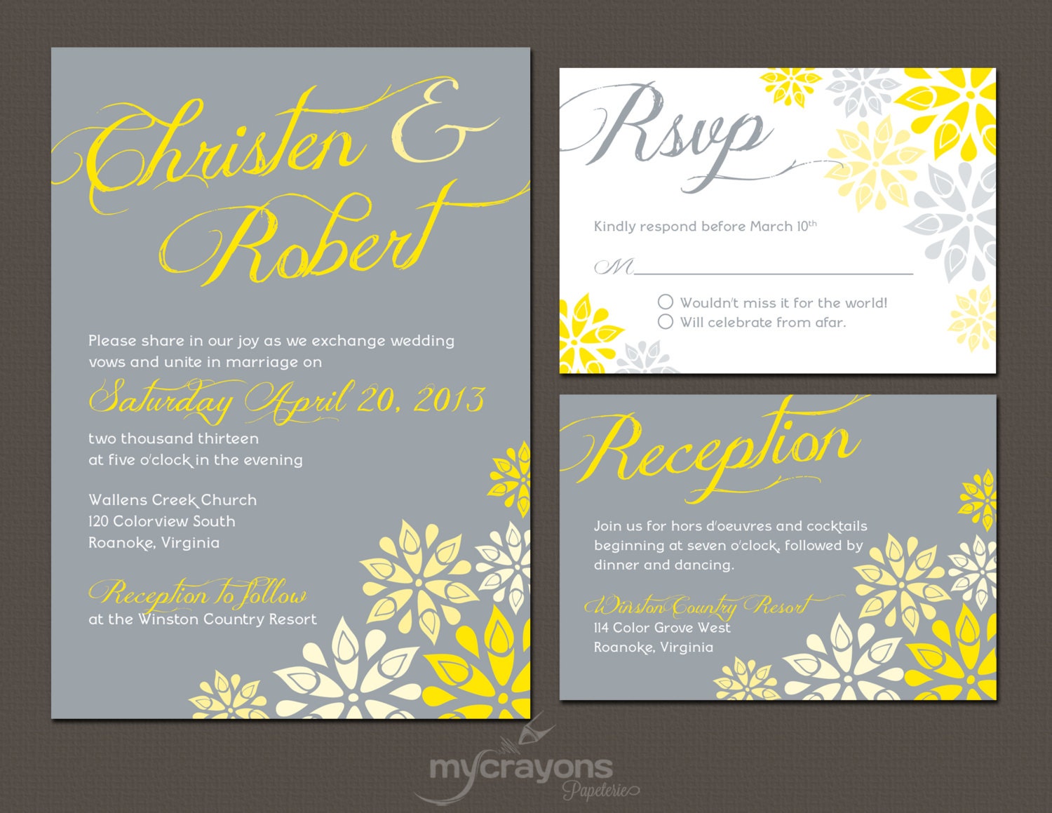 subtle splash of color is nice | Yellow wedding invitations, Yellow