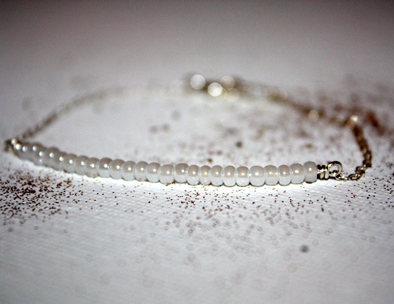 alba - white - lucky sterling silver bracelet by lilla stjarna - gifts under 25 - snow white bracelet - stacking minimalist everyday