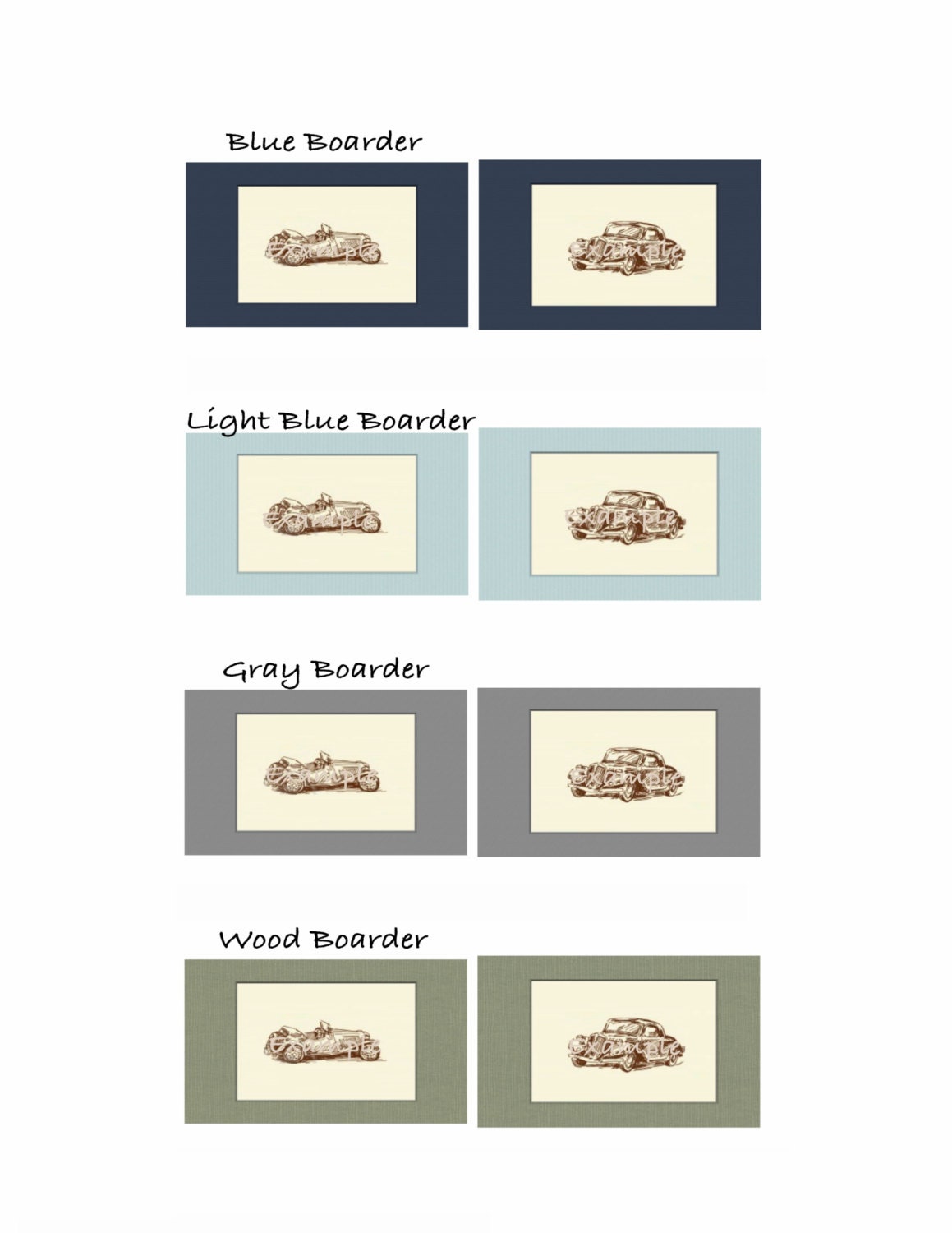 VINTAGE VEHICLES 1:12 Dollhouse Art PRINTS