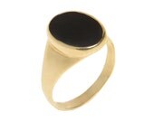 Medium Signet ring inlaid enamel in custom color, 14K goldfield medium Signet ring inlaid in colorful enamel, 14 karat gold plated seal rin