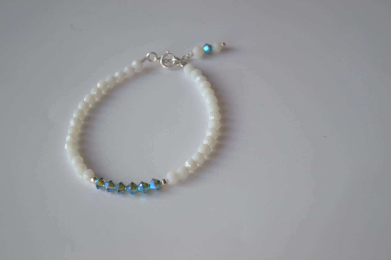 Trendy Bracelet, wish bracelet,Pretty  bracelet, friendship white  and Opale Blueswarovsky cristals bracelet,Fashion jewelry