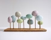 Miniature confetti forest - table top stylized trees - pastel spring colors