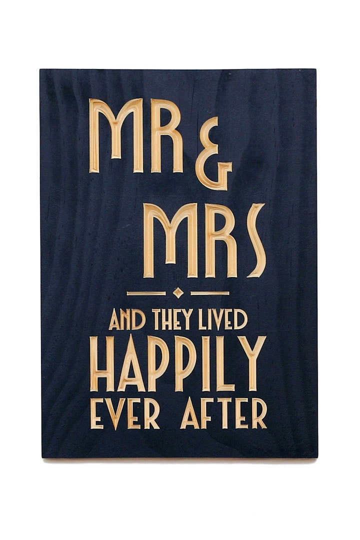 Mr and Mrs, they lived happily ever after, wall hanging, carved wood sign, home decor.