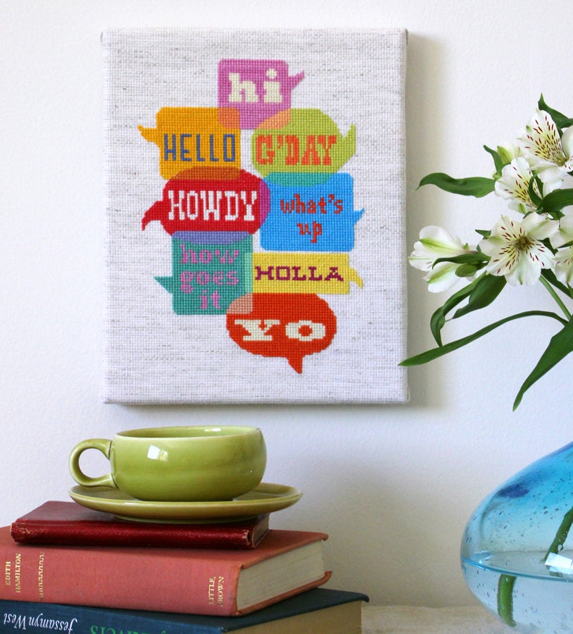 Greetings - Welcome sign - Cross stitch sampler pattern PDF