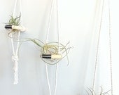 Modern Macrame Triple Air Plant Hanger by Himo Art, One of a kind Handmade Macrame, Simple Home Decor