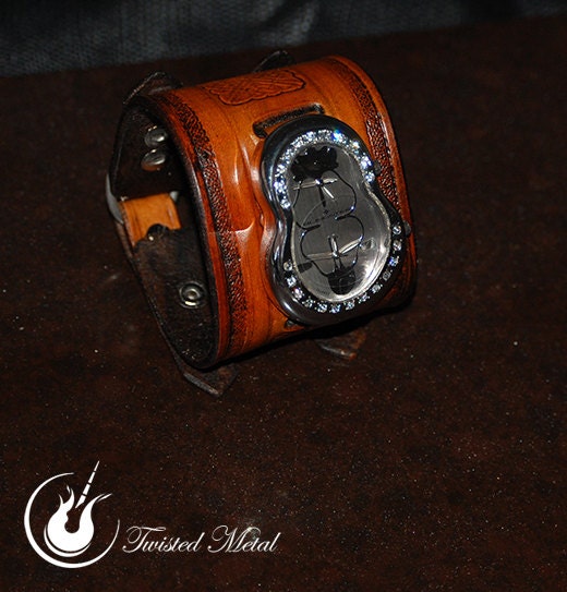 Celtic, Ladies elegant design handcrafted Leather cuff watch