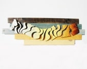Fish On a original modern painting on Redwood driftwood from the Pacific ocean rustic modern fish for a lake house decor