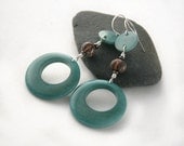 Turquoise tagua hoop earrings with acai beads