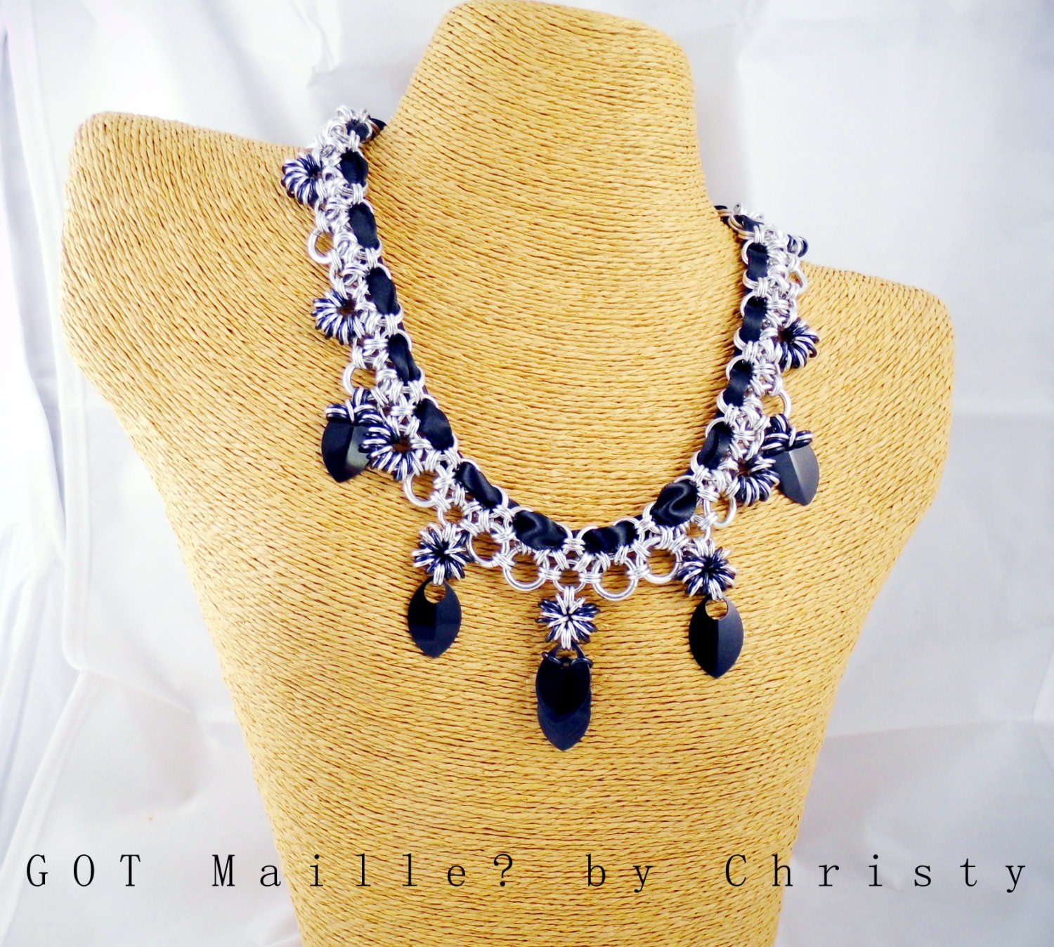 Necklace - Japanese Lace with Satin and Scales - Princess Collection