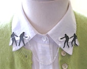 Tug of War Unique Brooch Silhouette People Double Collar Pin Spring and Summer Trend