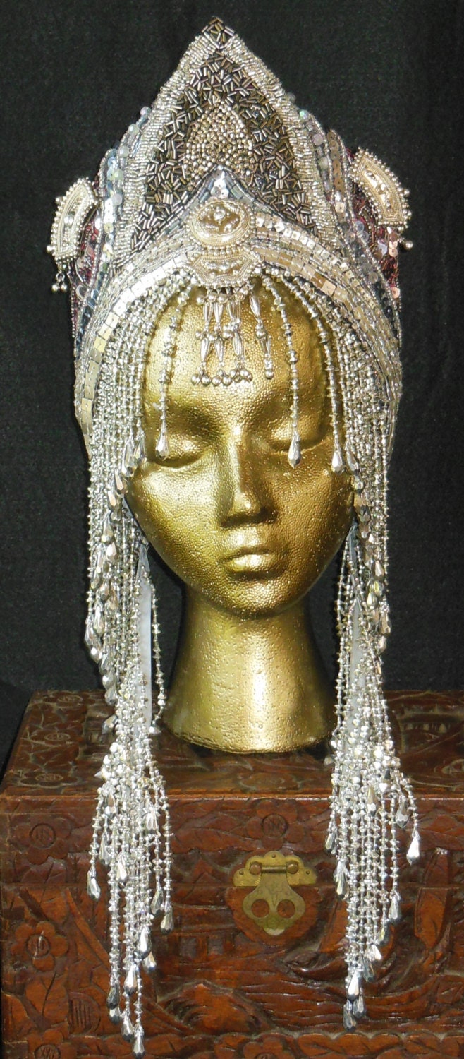 Silver goddess Fantasy Queen Cleopatra Ice Princess Belly Dance Eygption Labyrnth headpiece headdress crown