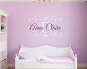 Personalized Baby Nursery Name Vinyl Wall Decal Shabby Chic Frame Initial and Name Wall Decal Girl Baby Room Wall Art 22"Hx36"W FS283