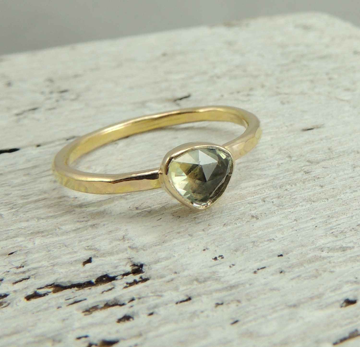 Sapphire & Recycled 14k Gold Ring, Rose Cut Sapphire, Handmade Engagement, Sapphire Engagement Ring, Fine Jewelry, Simple Engagement Ring