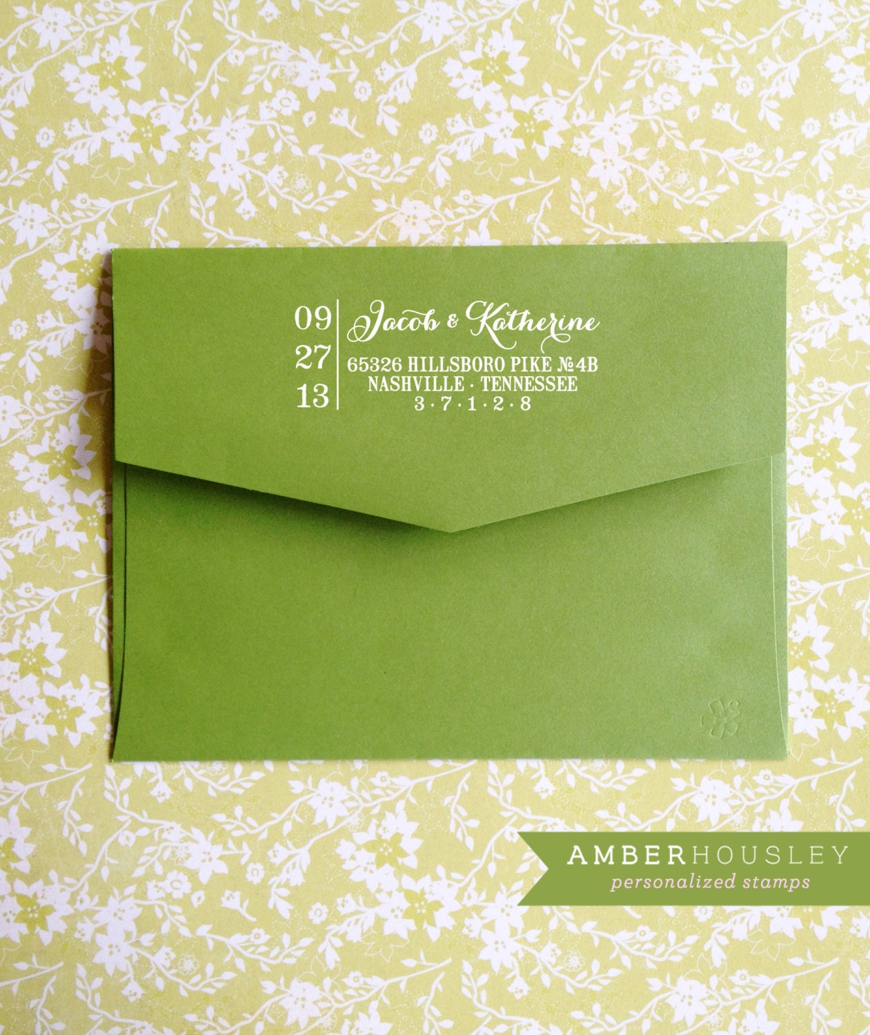 Custom Wood Handle Return Address Rubber Stamp Personalized with Cursive Calligraphy