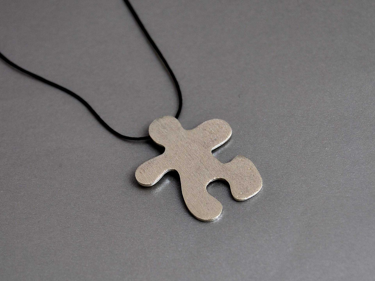 The Puzzle Man Sterling Silver Pendant Modern Abstract Puzzle Piece Symbolic Simple Jewelry Play Game Love Best Friends Gift Unisex