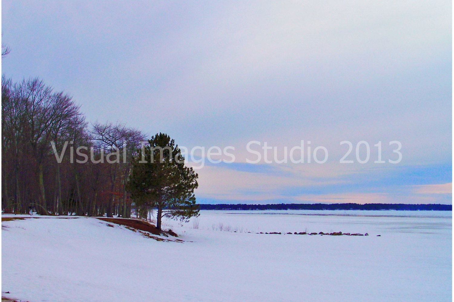 11x14  "Sherman Park Shores" Blue, green, home decor, wall hanging canvas print.