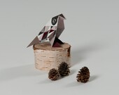 Pack of three origami Birds with pattern print, packed, Berry, Grey, Rose, Taupe