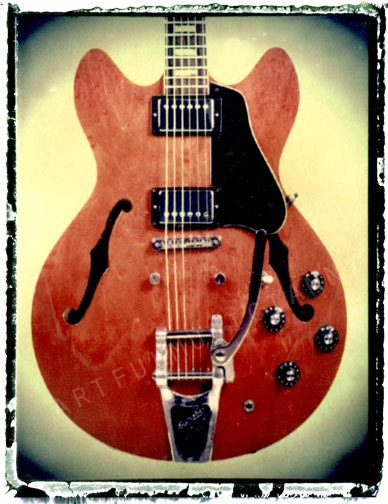 Gibson ES-335 electric guitar art print 11 x 14 musician gift  fathers day gift, guy gift, boyfriend gift, hipster gift photographic prints