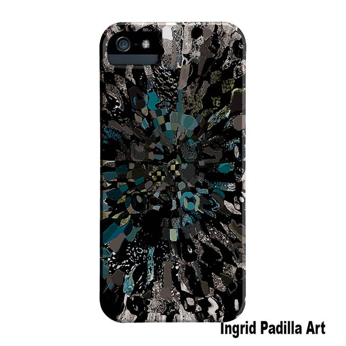 Black design, iPhone 5 Case, Pattern, Blue, black, Abstract, Art, iPhone case, by Ingrid