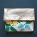 GOLDEN ROSE Gold Leather Clutch. Floral Cotton Clutch. Leather Envelope Clutch