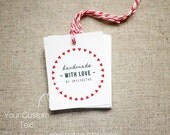 Handmade with Love Personalised Gift Tags - Wedding Favor Tags - Thank you tags-  Wedding Gift Tags - Set of 25 (Item code: J356)