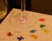 Personalized Initials Wine Charm - custom letter & color: wedding, shower or party favor, gift tag