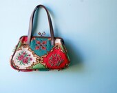 Vintage tapestry and beaded purse handbag