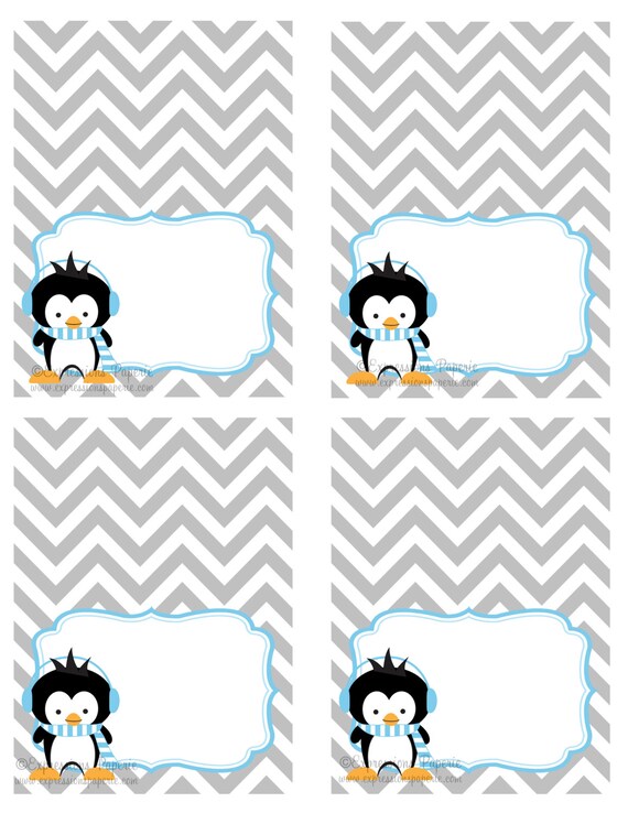 Boy Penguin Winter Onederland Personalized Food Tents Il_570xn